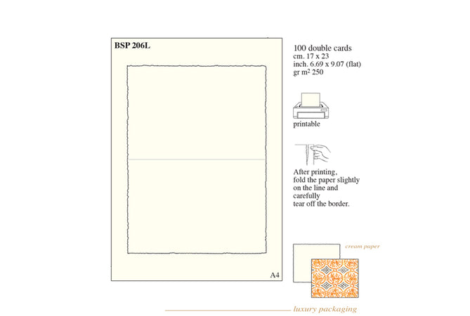 BSP206L Print ready Cream folded card inside A4 format 250gsm
