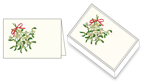 Christmas Card Box of 6 Traditional Mistletoe