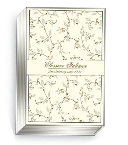 Christmas Card Box of 10 Cream Holly