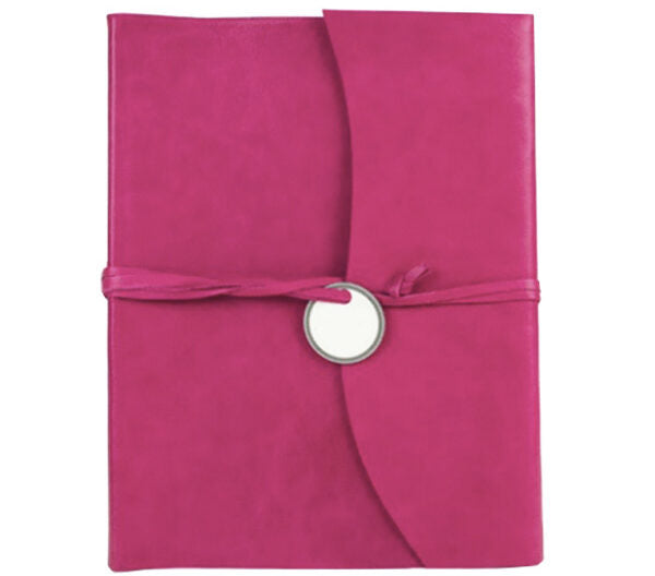 AMALFI REFILLABLE LEATHER JOURNAL LARGE - HOT PINK