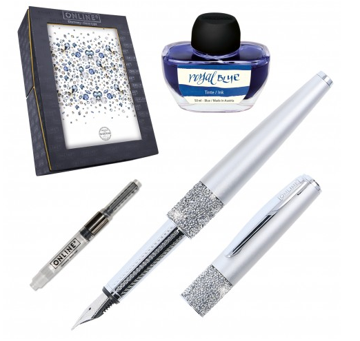 Gift Set Fountain Pen Crystal Celebrities - Silver