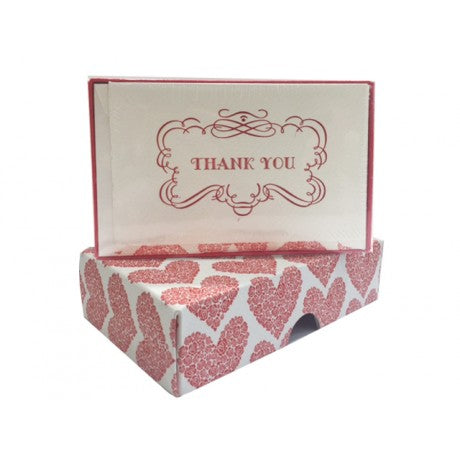 Red Heart Letterpress Thank You Cards Set