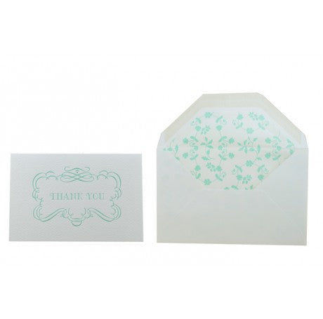 Green Floral Letterpress Thank You Cards Set