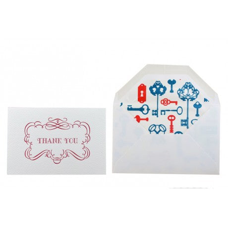 Keys Letterpress Thank You Cards Set