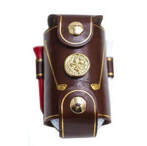 LEATHER GOLF BALL HOLDER - BROWN
